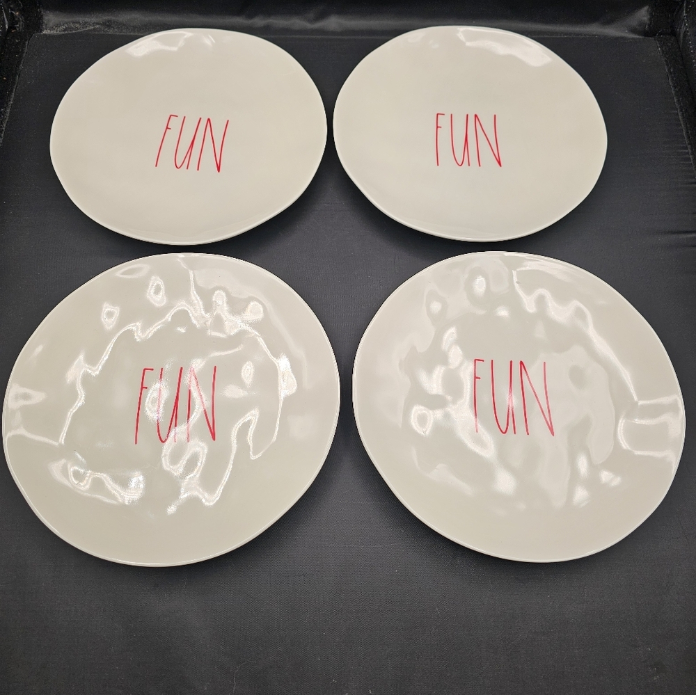 Rae Dunn PARTY & FUN Plates Red Writing